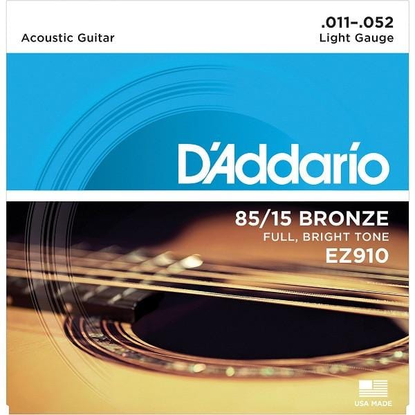 D'Addario EZ910 85/15 American Bronze Acoustic Guitar Strings - 0.11-0.52