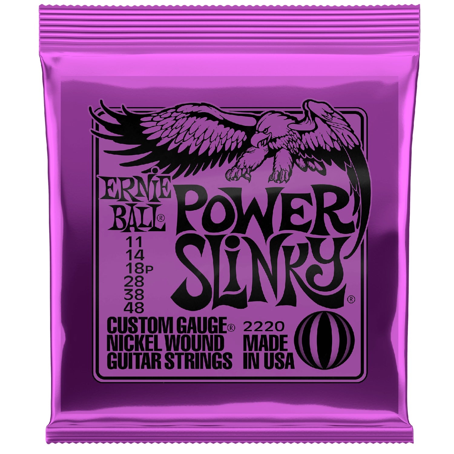 Ernie Ball 2220 Power Slinky Electric Guitar Strings, Nickel Wound - 0.11-0.48