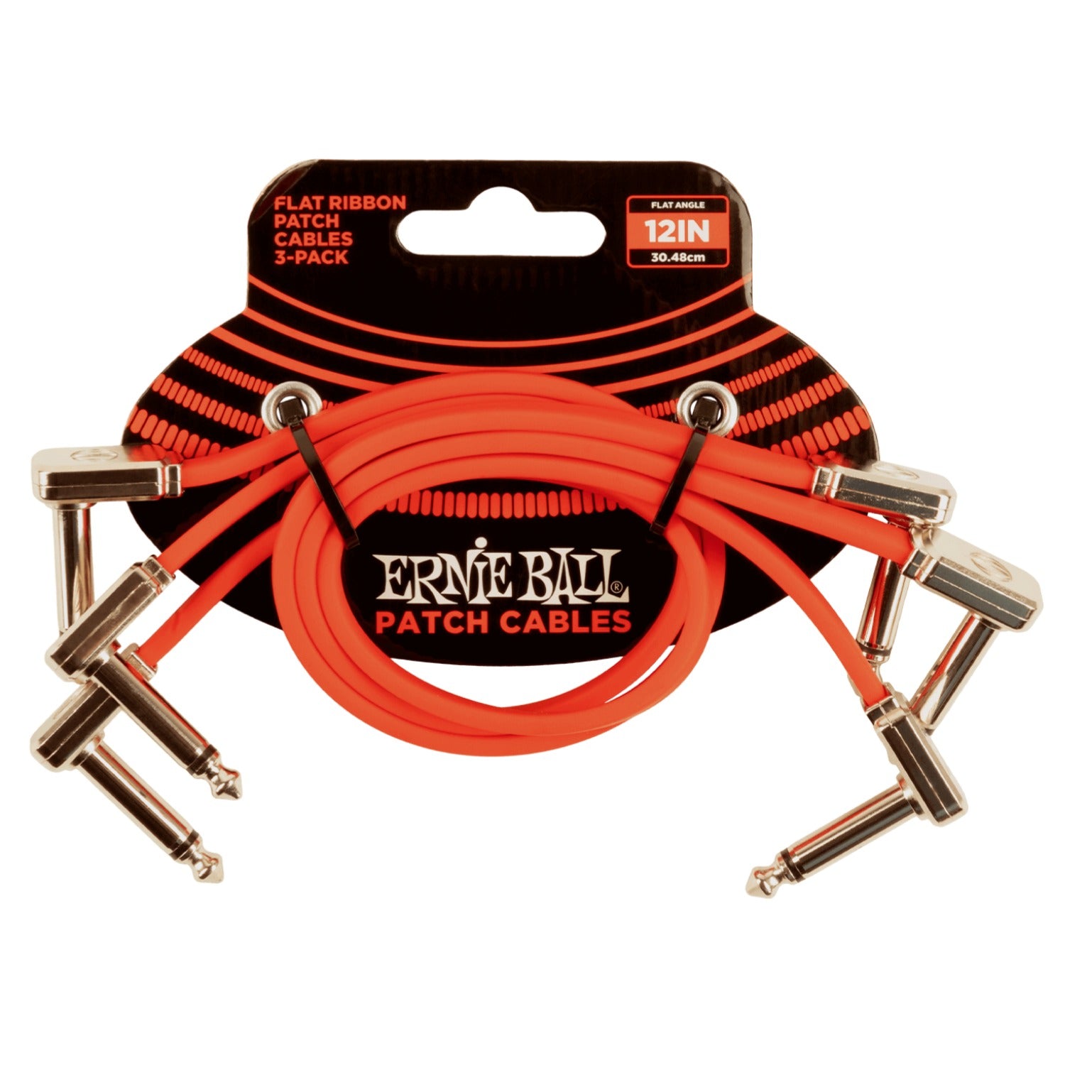 Ernie Ball 6403 12" Flat Ribbon Patch Cable - Red - Pack of 3