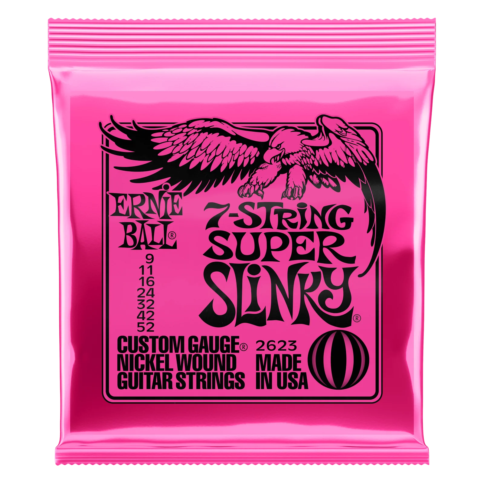 Ernie Ball 2623 Electric Guitar Strings, 7-String Super Slinky - 9-52