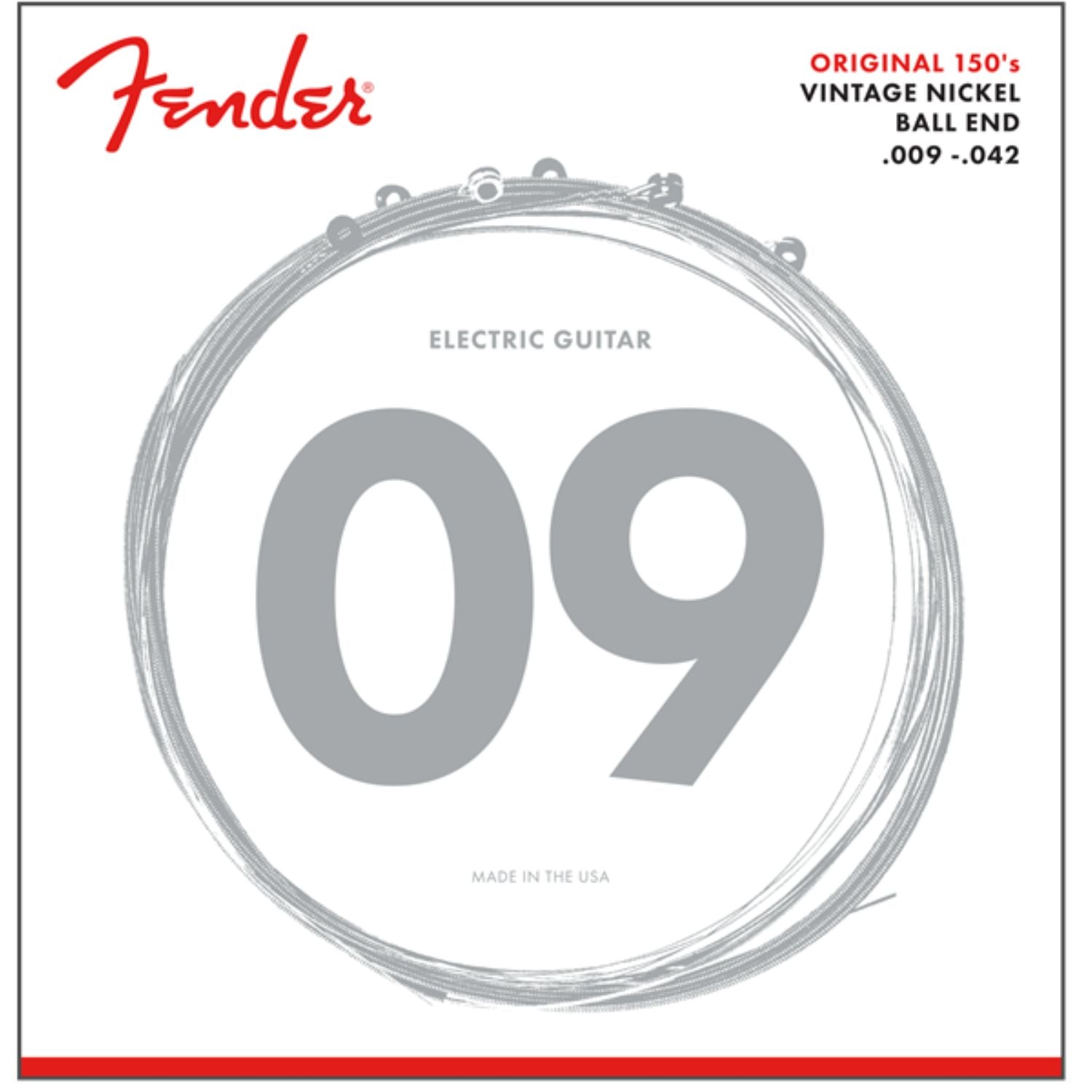 Fender 150L Pure Nickel Ball End Electric Guitar Strings-Light