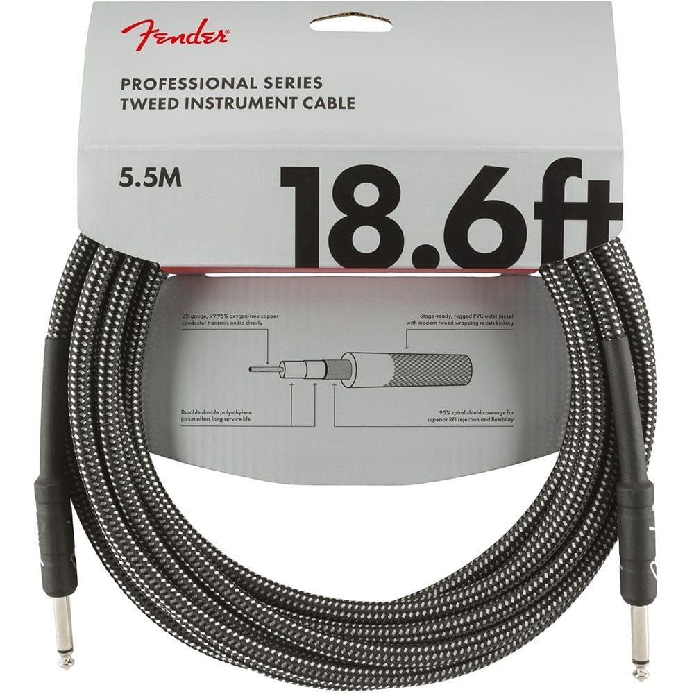 Fender 18.6ft Professional Series Instrument Cable - Gray Tweed