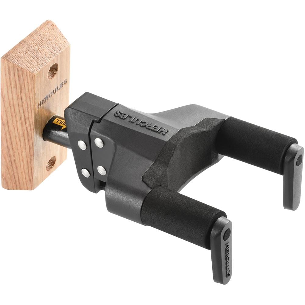 Hercules GSP38WB Plus Upgraded Auto Grip System Guitar Wall Hanger - Wood Base - Short Arm